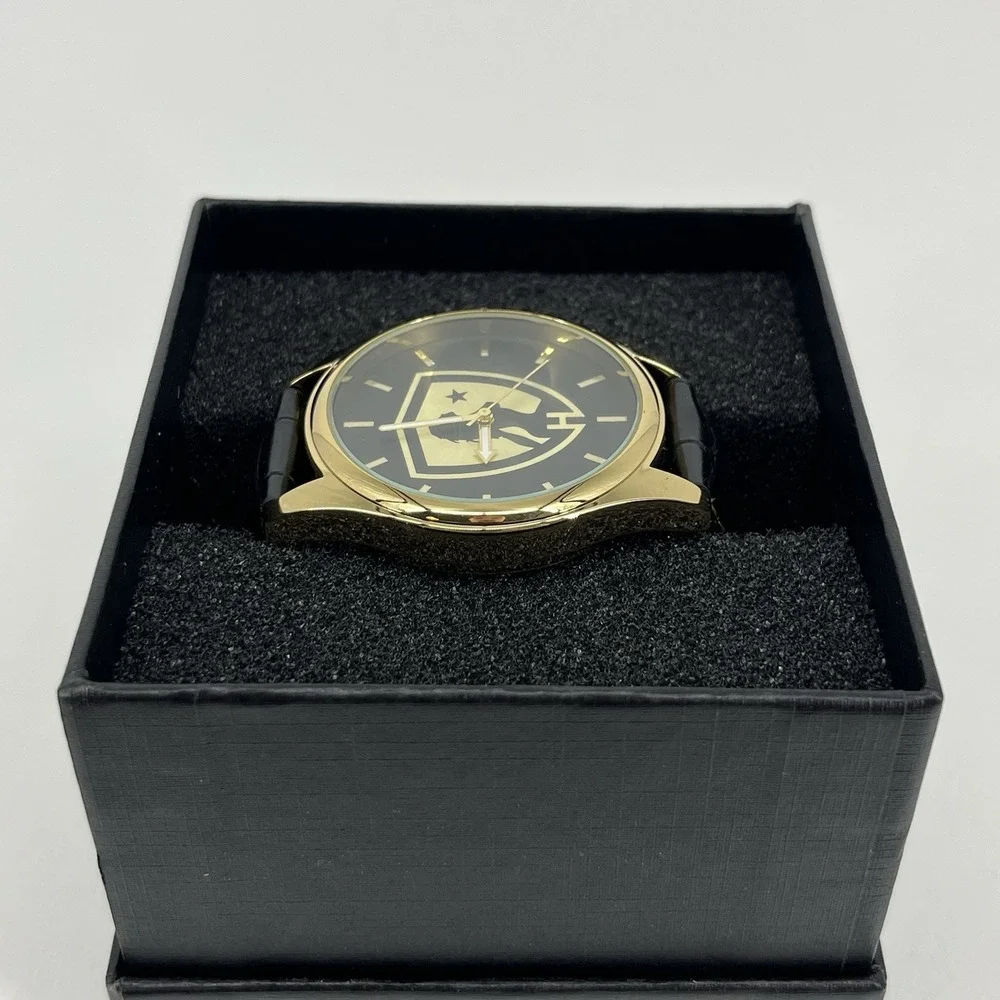 Game Time Hustler Watch Pioneer Black Series Shield Logo Gold Men's Size New
